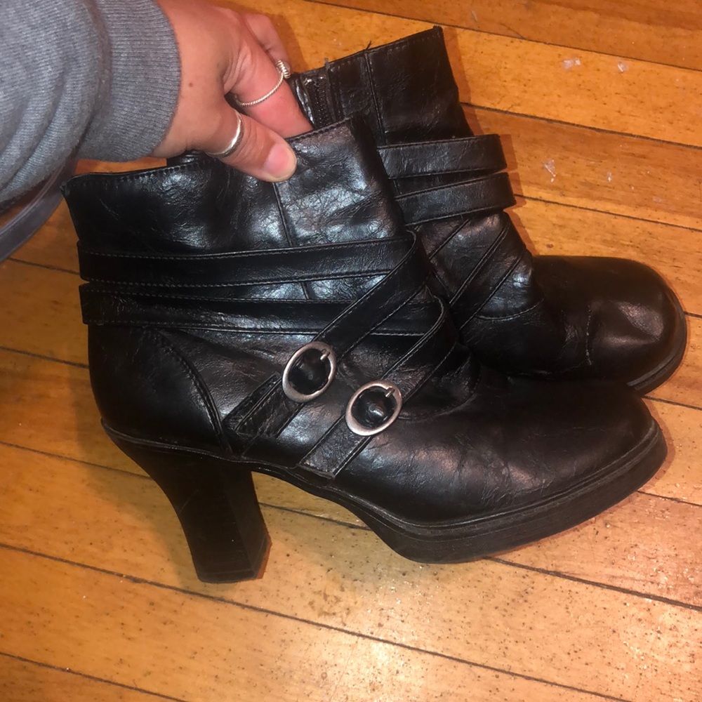 Size 8 black booties with buckles